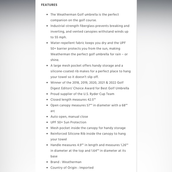 NEW 68” Weatherman Golf Umbrella - Syracuse University Navy / Orange Windproof - Picture 10 of 15